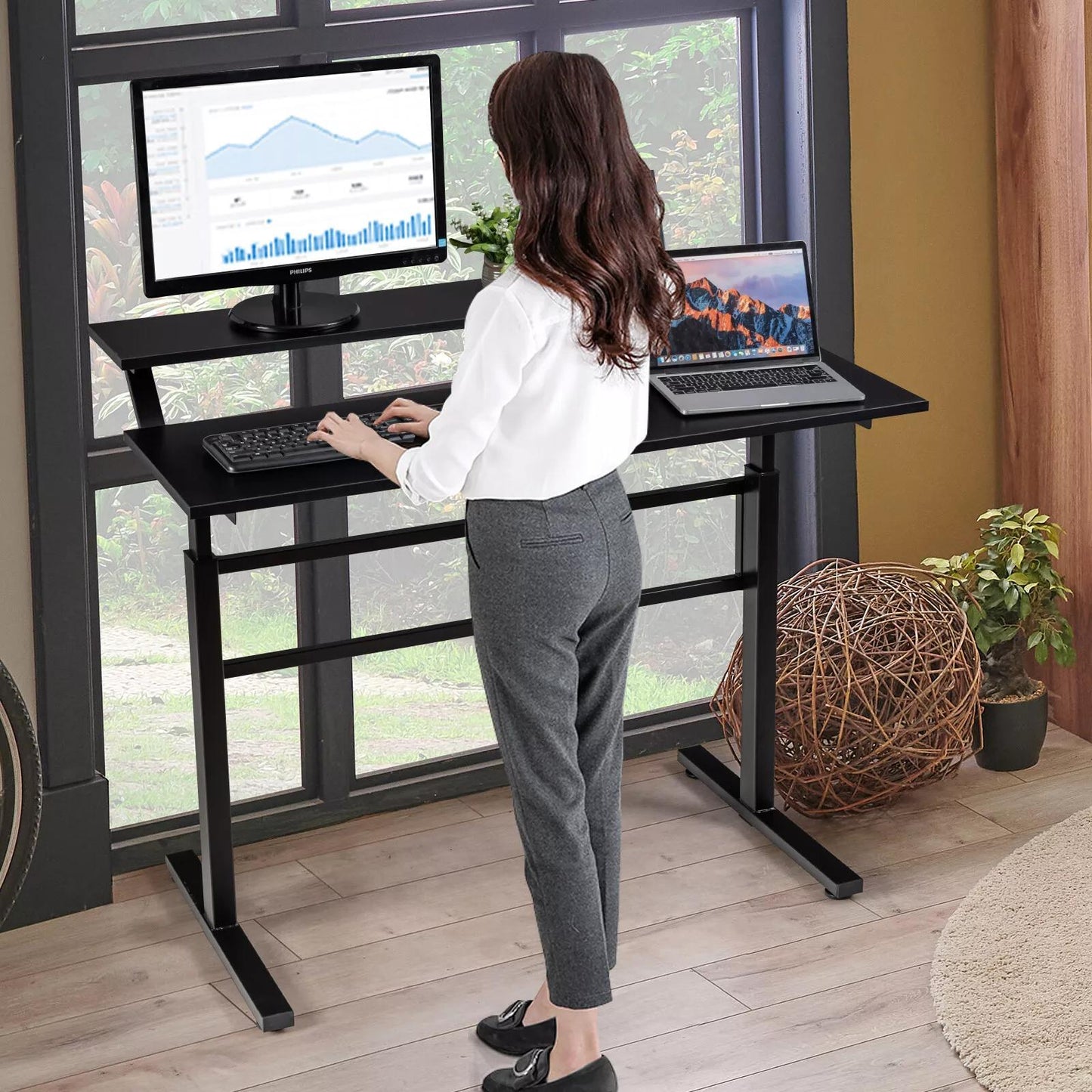 ERGOMASTER 2-Tier Standing Computer Desk Workstation