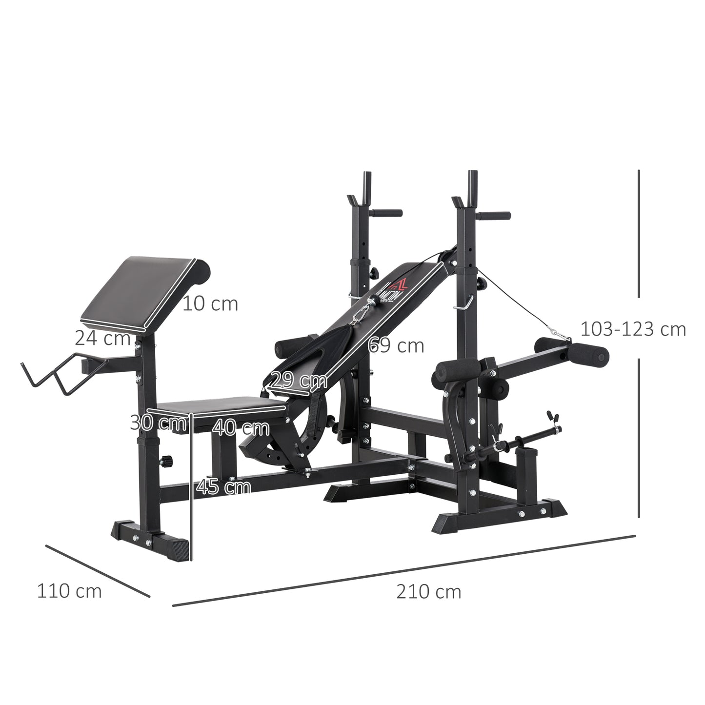 NovaFit Body Weight Rack With Bench Press Chest Fly Preacher Curl