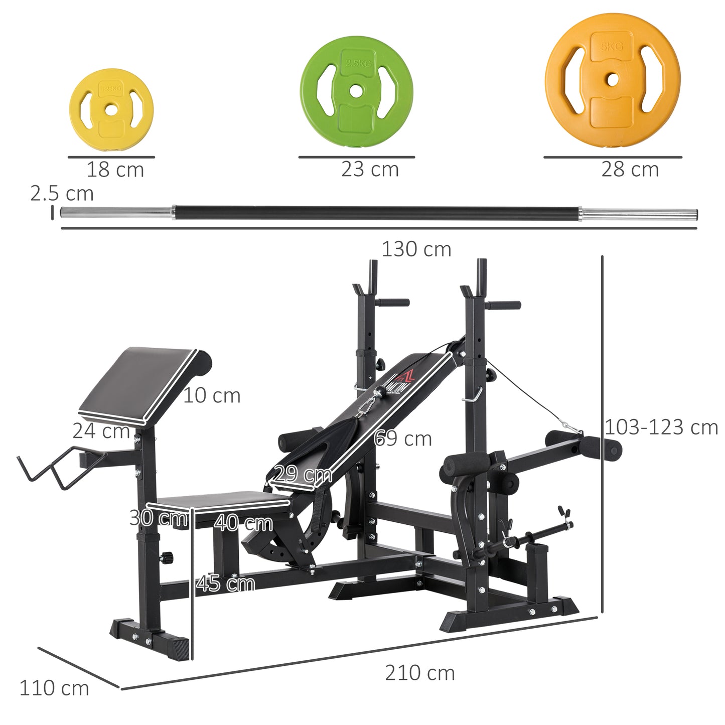 NovaStrength All In One Weight Bench With Barbell Rack 20kg Set