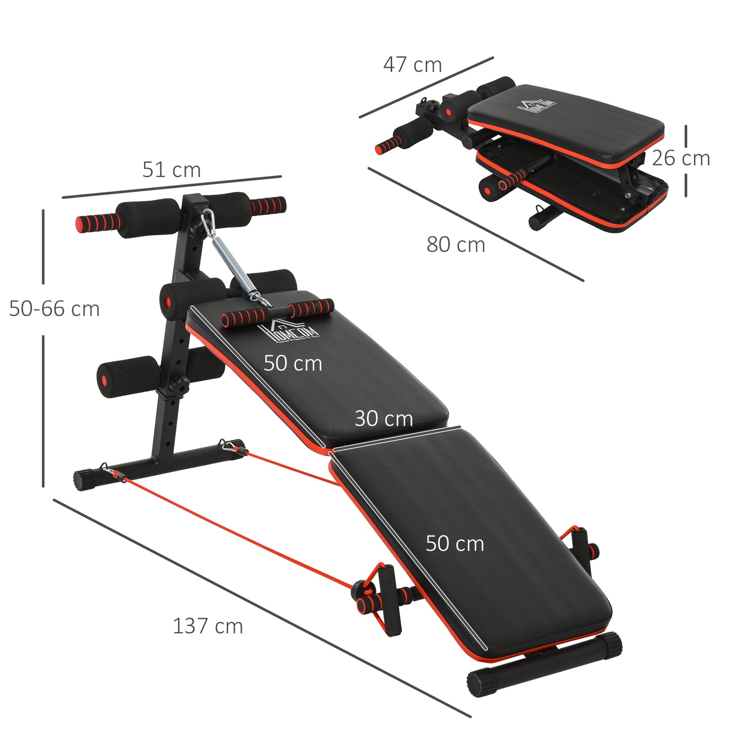 CoreFit Sit Up Bench With Adjustable Thigh Support Foldable Black