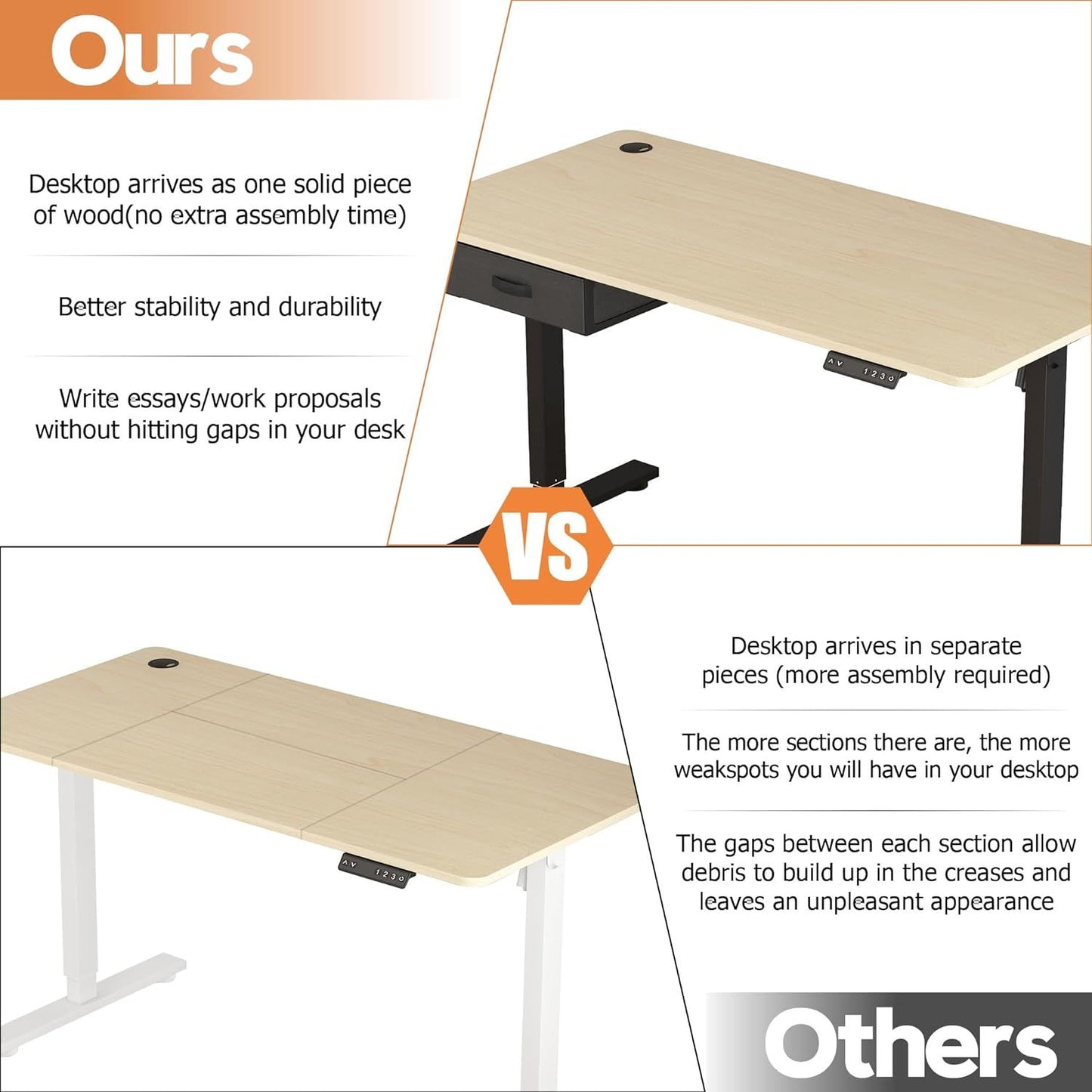 Adjustable Height Electric Standing Computer Desk with USB Charging Port