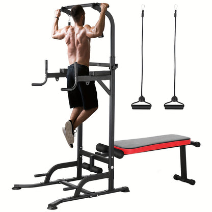 LIFERUN Foldable Dip Station With Bench And Pull Up Bar Home Gym