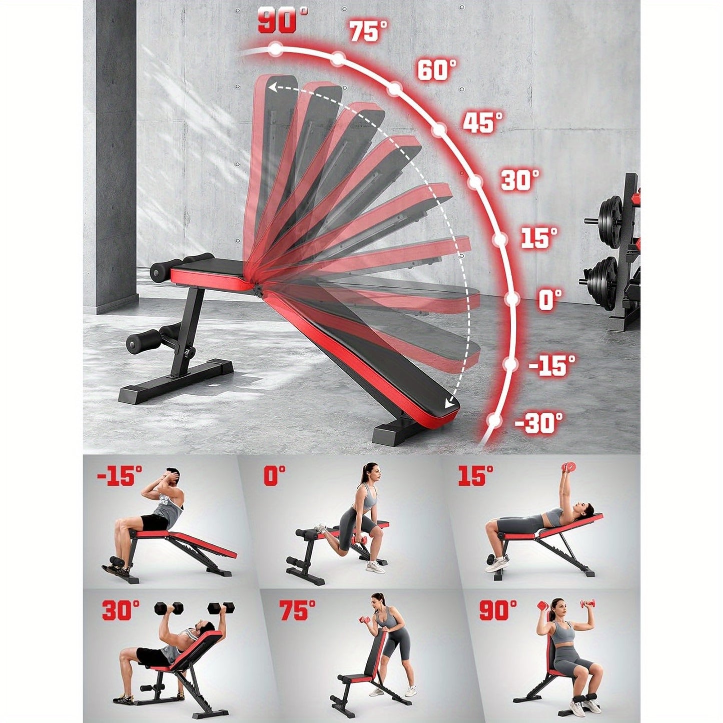 NF Foldable Adjustable Weight Bench 300kg Heavy Duty 8 Level Incline