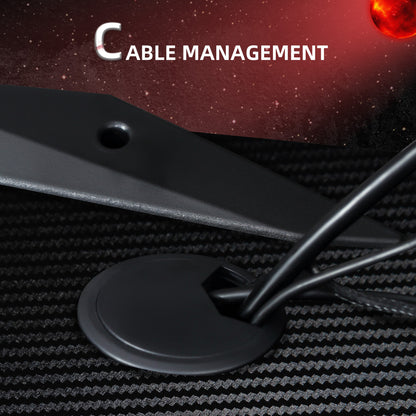 Carbon Fibre Gaming Desk with Headphone Hook, Cup Holder and Gamepad Storage Rack