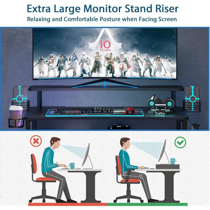 TREETALK Gaming Desk with Monitor Stand Riser