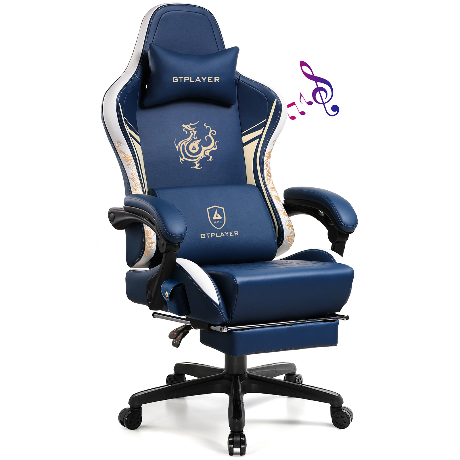 GTPLAYER Ace Dragon Series Ergonomic Gaming Chair: Adjustable Recline, Lumbar Support