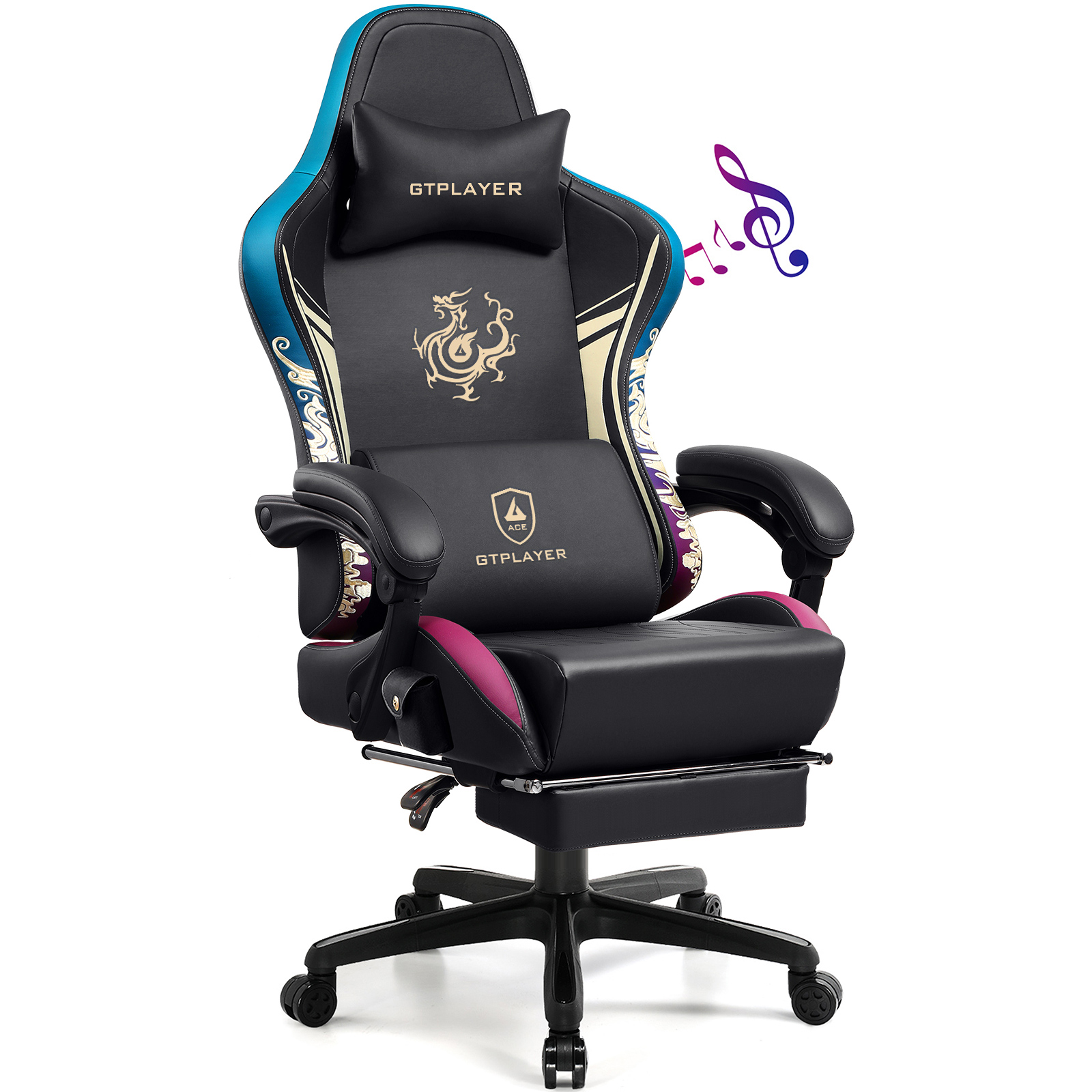 GTPLAYER Ace Dragon Series Ergonomic Gaming Chair: Adjustable Recline, Lumbar Support