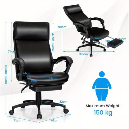 GOFLAME Executive Leather Reclining Office Chair