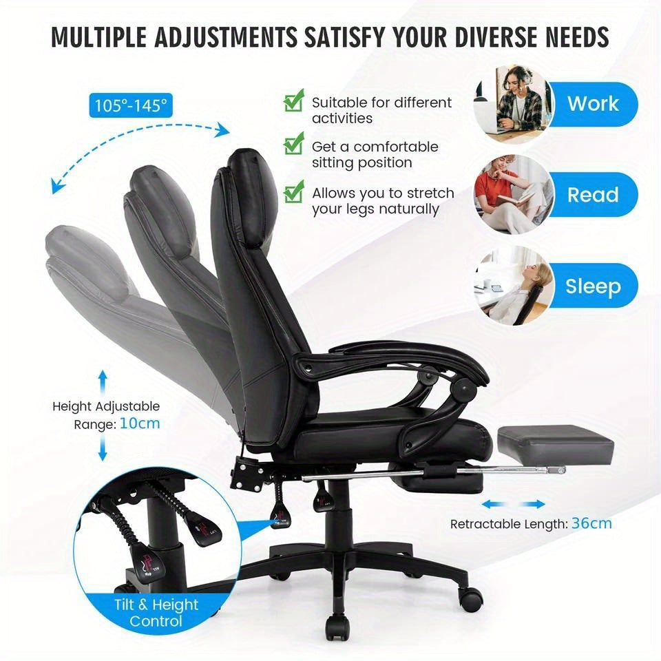 GOFLAME Executive Leather Reclining Office Chair