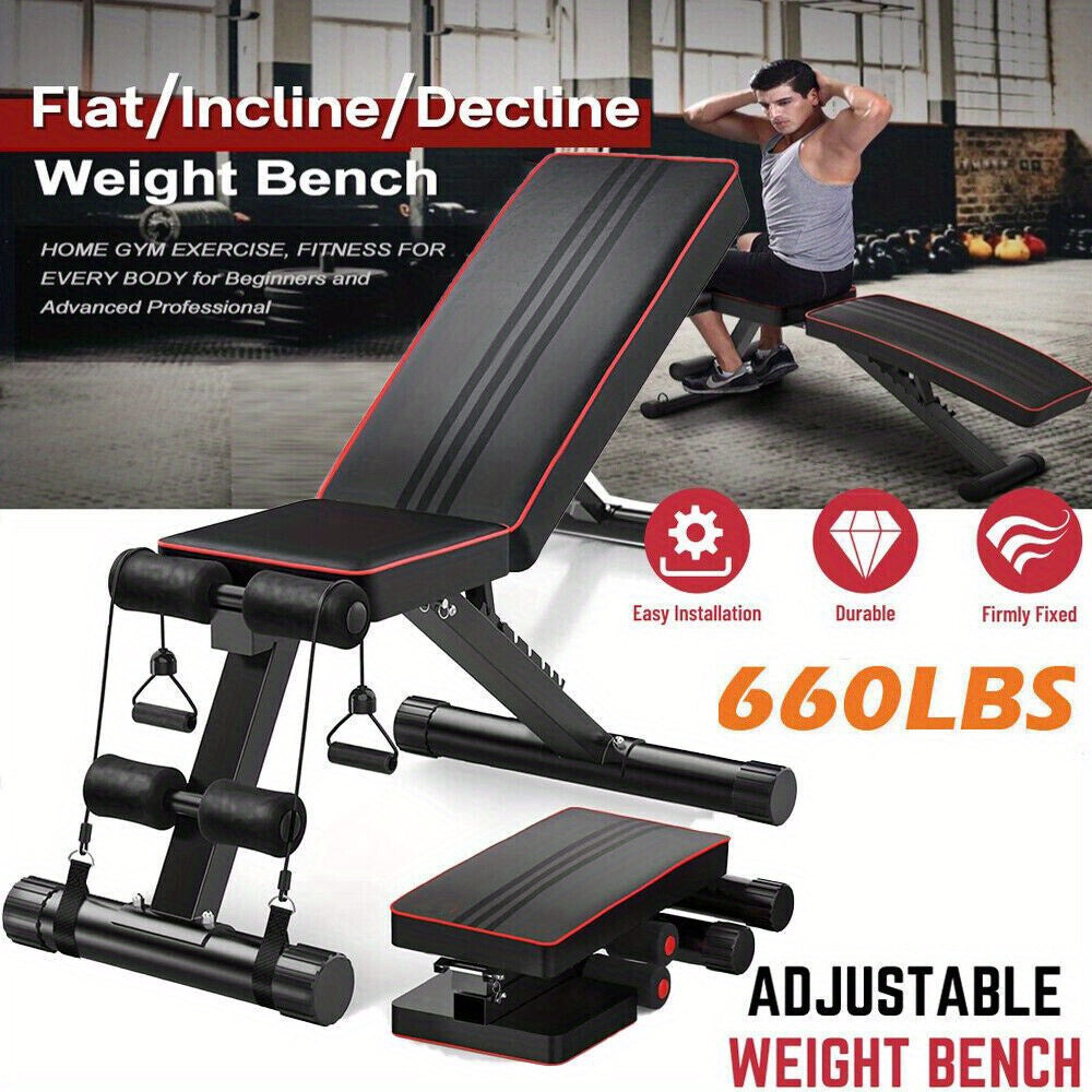 ForgeFit Black Versatile Weight Bench Foldable 7 Position Incline Heavy Duty Aluminum