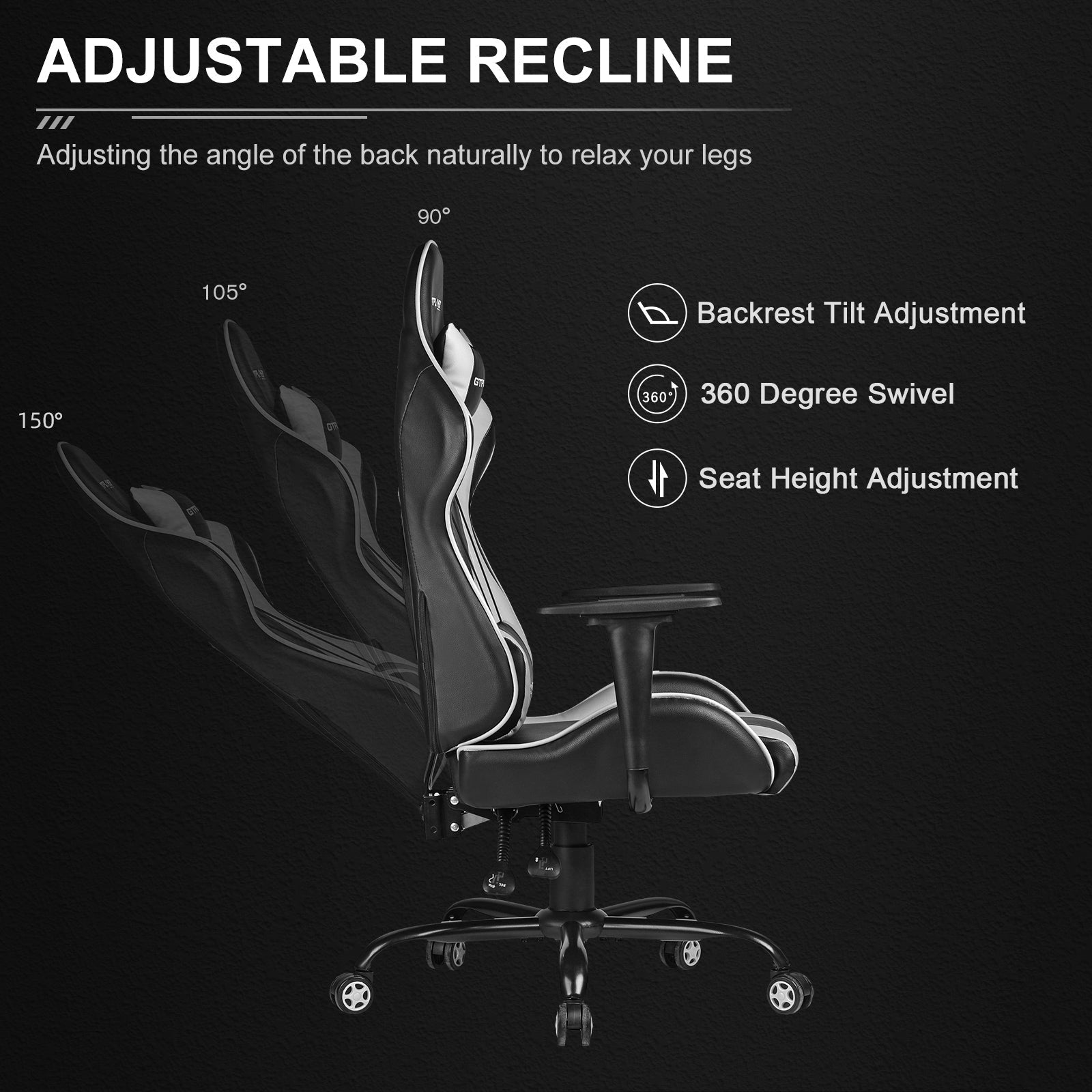 GTPLAYER PRO SERIES GT67 Ergonomic High-Back Reclining Gaming Chair