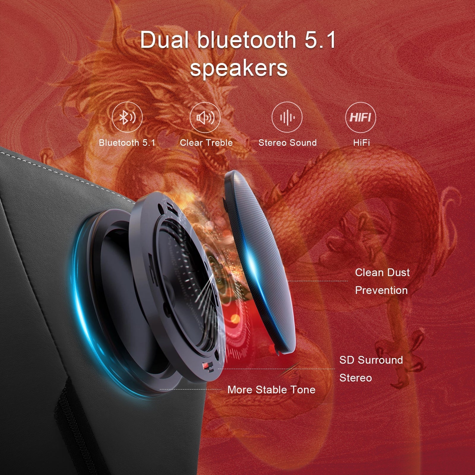 GTPLAYER Ace Dragon Series Ergonomic Gaming Chair: Adjustable Recline, Lumbar Support