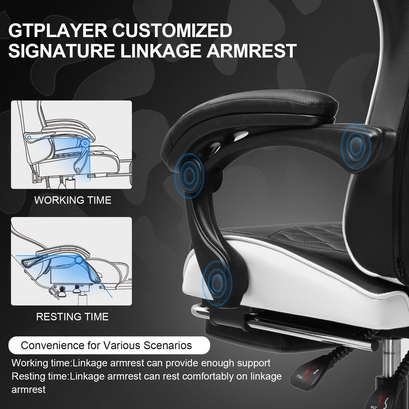 GTPLAYER GTP900 Ergonomic Adjustable Footrest for Gaming & Office Comfort Support