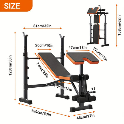 Sp 6 In 1 Heavy Duty Weight Bench With Squat Rack Black