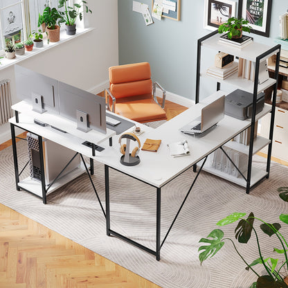 HOMALL Open Shelfed  L-Shaped Gaming Desk with Monitor Stand