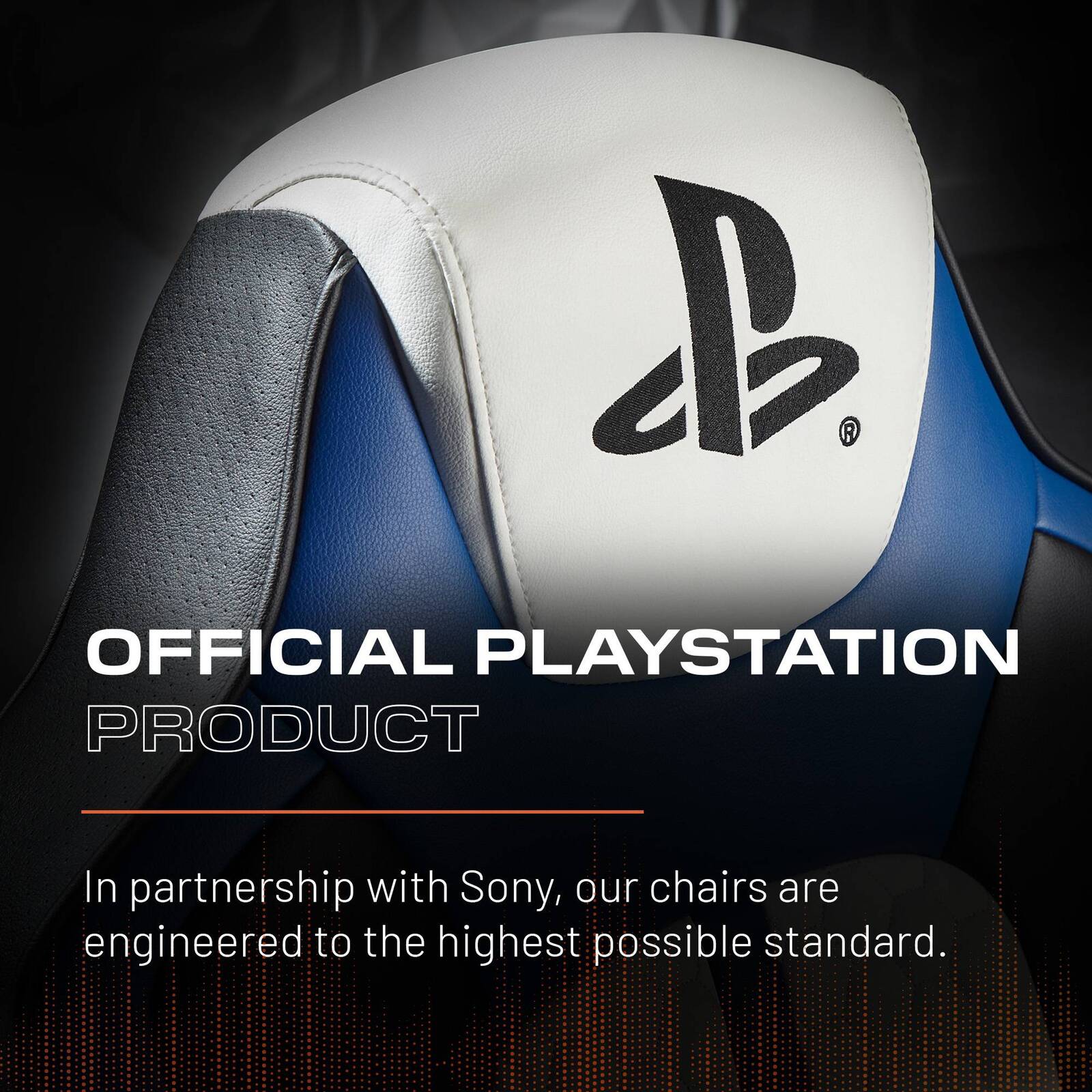 Officially Licensed PlayStation Legend 2.1 Audio Pedestal Gaming Chair White Blue