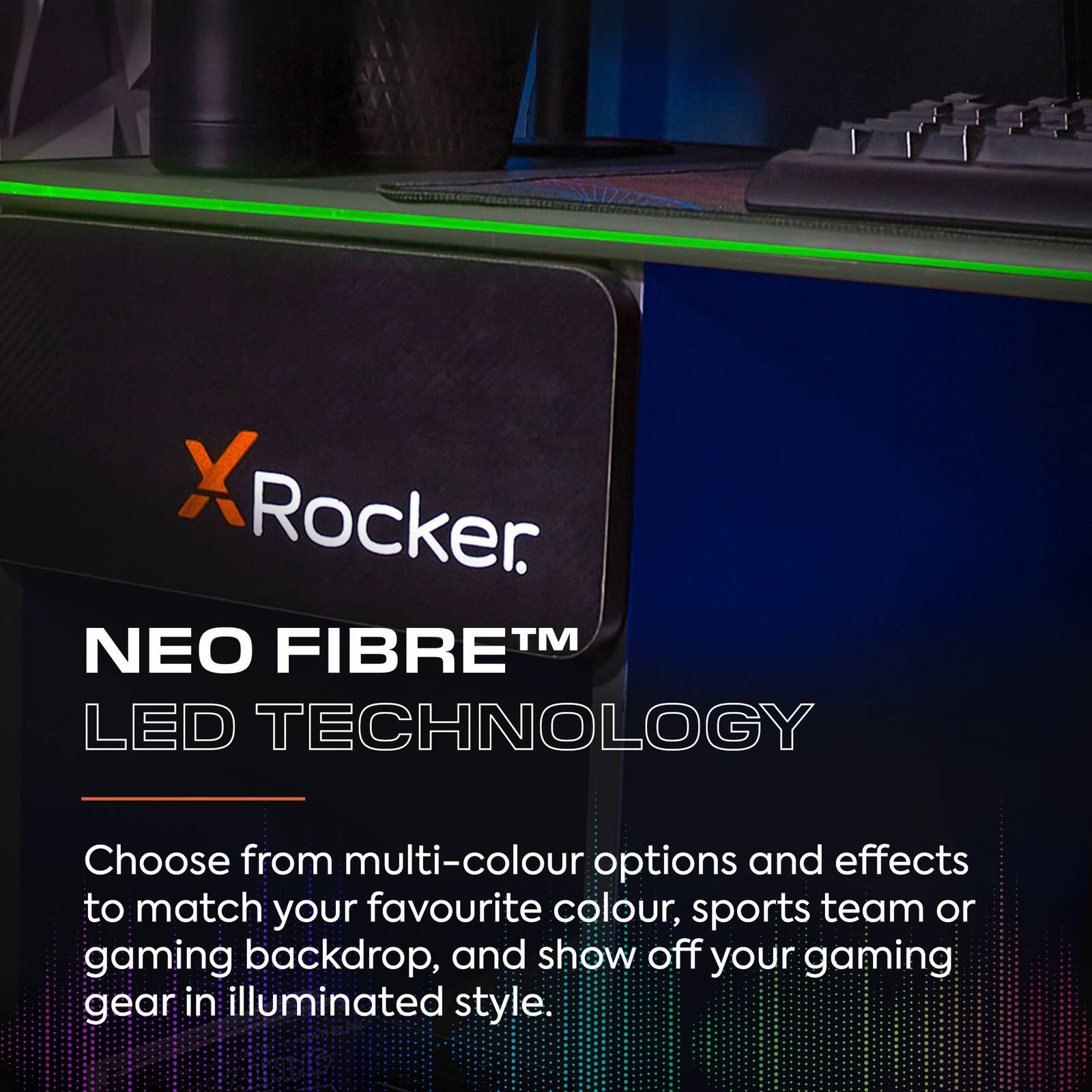 Carbon-Tek 120cm LED Gaming Desk: Wireless Charging, Ergonomic, Grey/Blue RGB