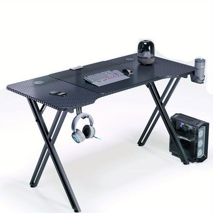 X-Frame Gaming Desk with Headphone Hook and Cup Holder