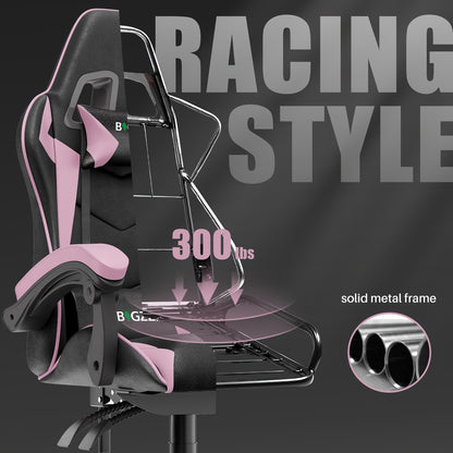 BIGZZIA Video Gaming Chair with Lumbar Cushion And Headrest