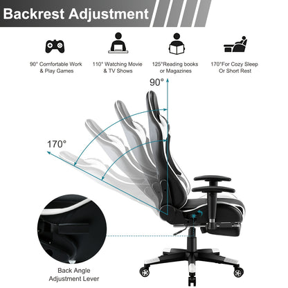 COMFURNI Racing Style Gaming Chair Black/White