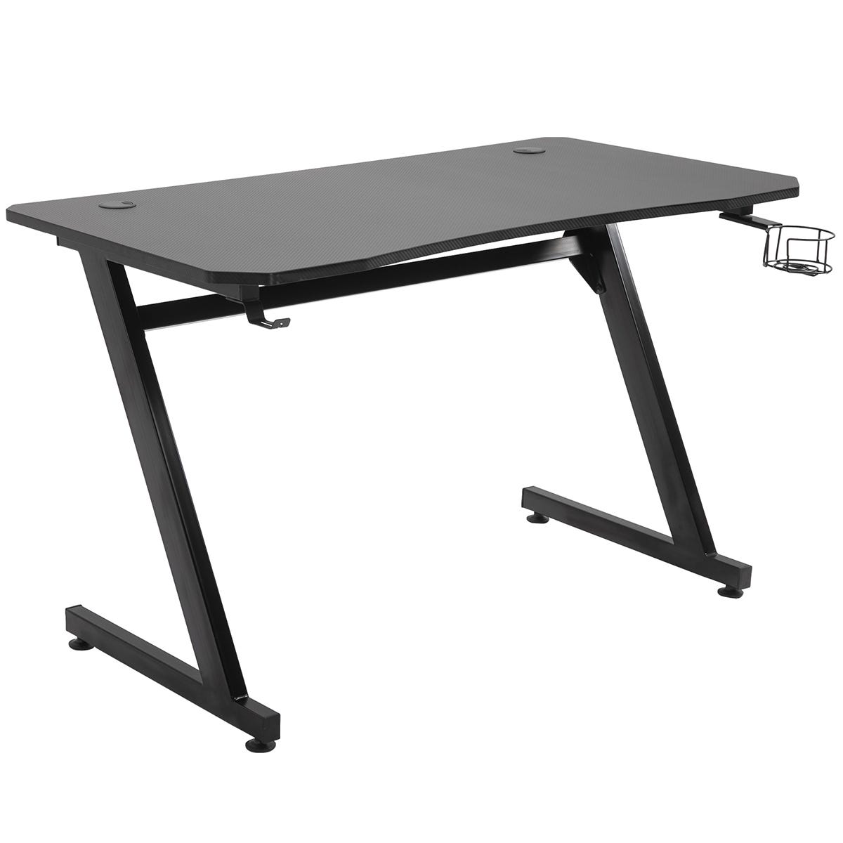 Equinox Elite Black Gaming Desk: Z-Shape Steel, MDF Worktop, Cable Organiser
