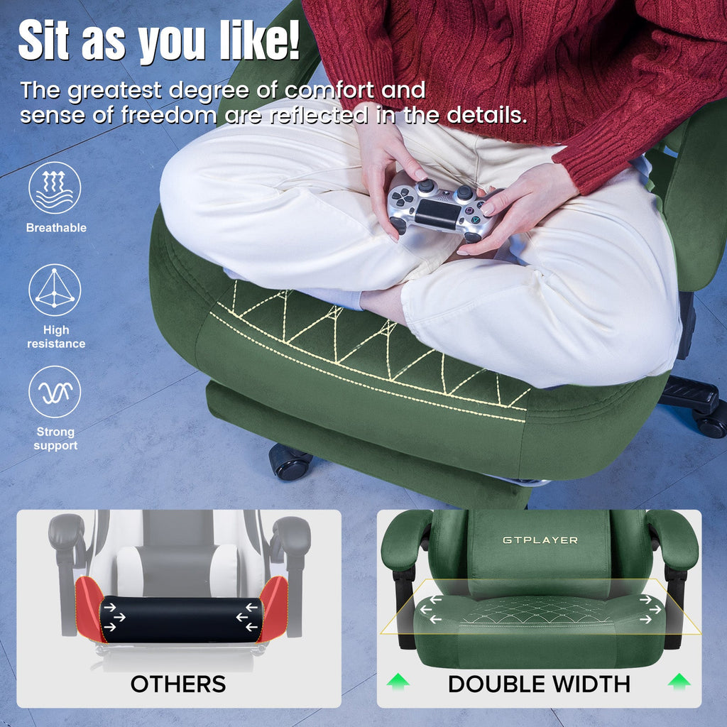 GTPLAYER GT830 Fabric Ergonomic Gaming Chair with Adjustable Lumbar Support