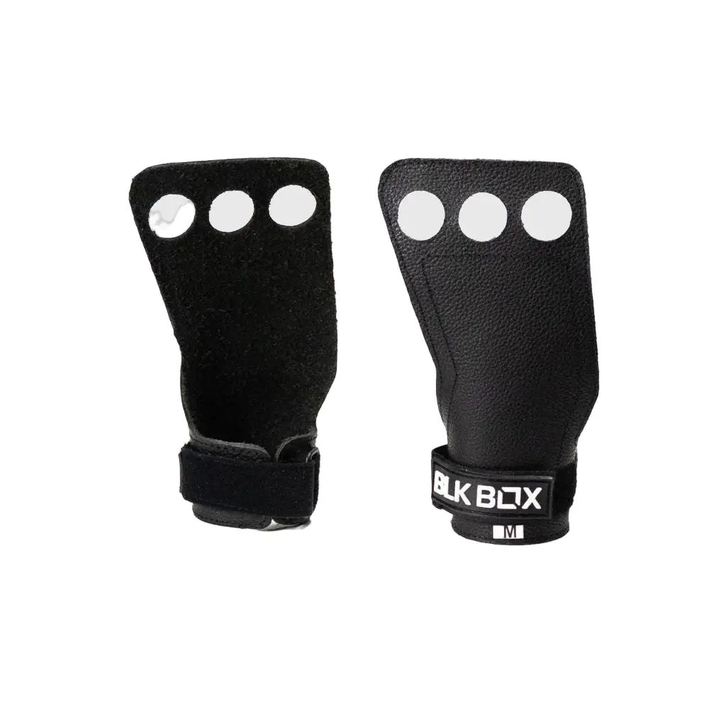 BLK BOX 3 Hole Leather Hand Grips for CrossFit Gym Training
