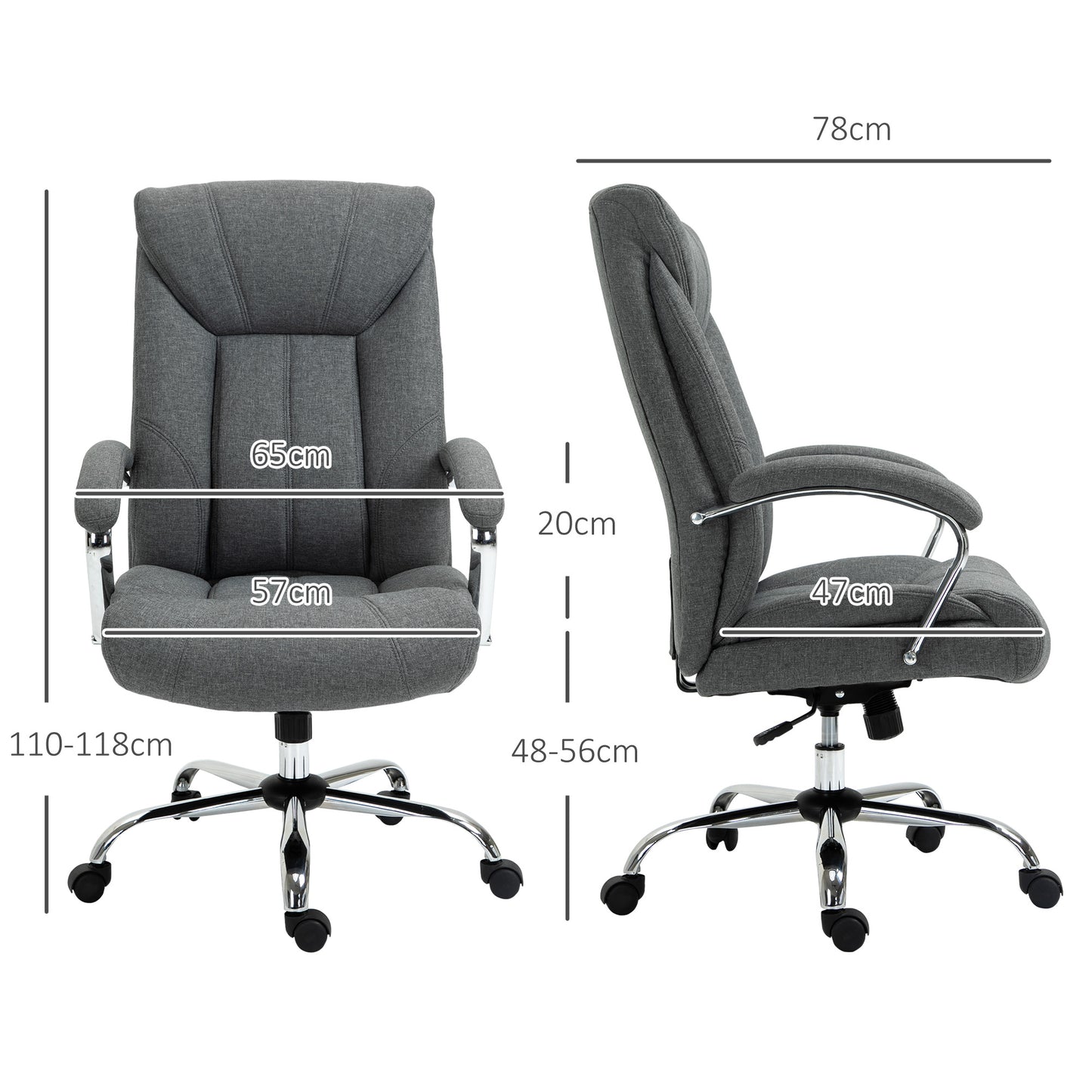 Linen Fabric Computer Chair with Adjustable Height & Armrests