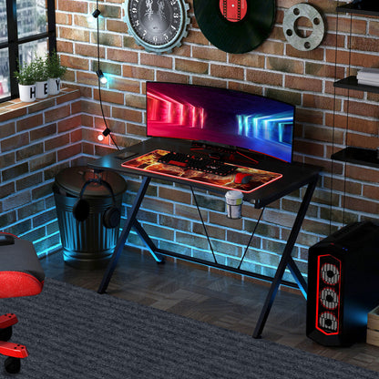 HOMCOM Gaming Desk with Cup Holder &  Headphone Hook