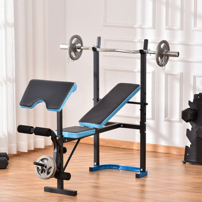 Elite Fitness Adjustable Weight Bench With Leg Developer And Barbell Rack Black
