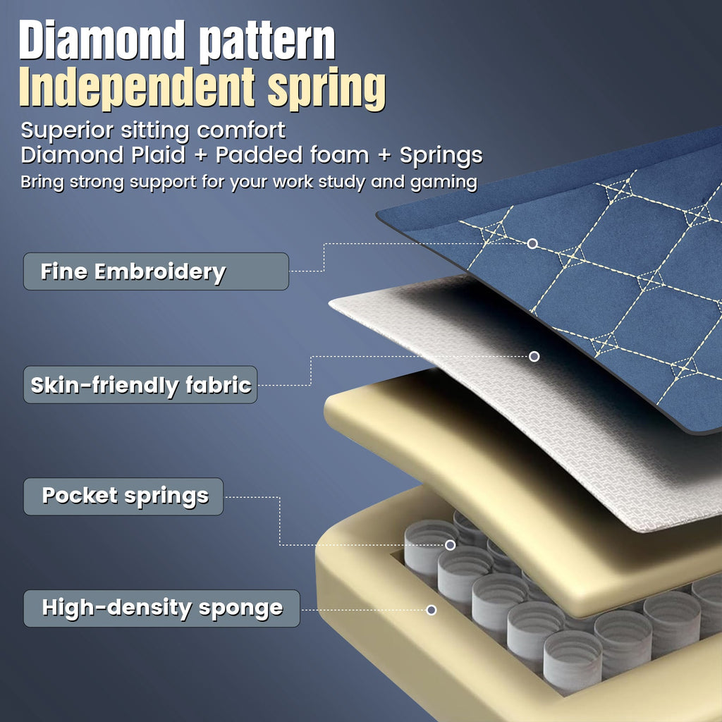 GTPLAYER GT830 Fabric Ergonomic Gaming Chair with Adjustable Lumbar Support