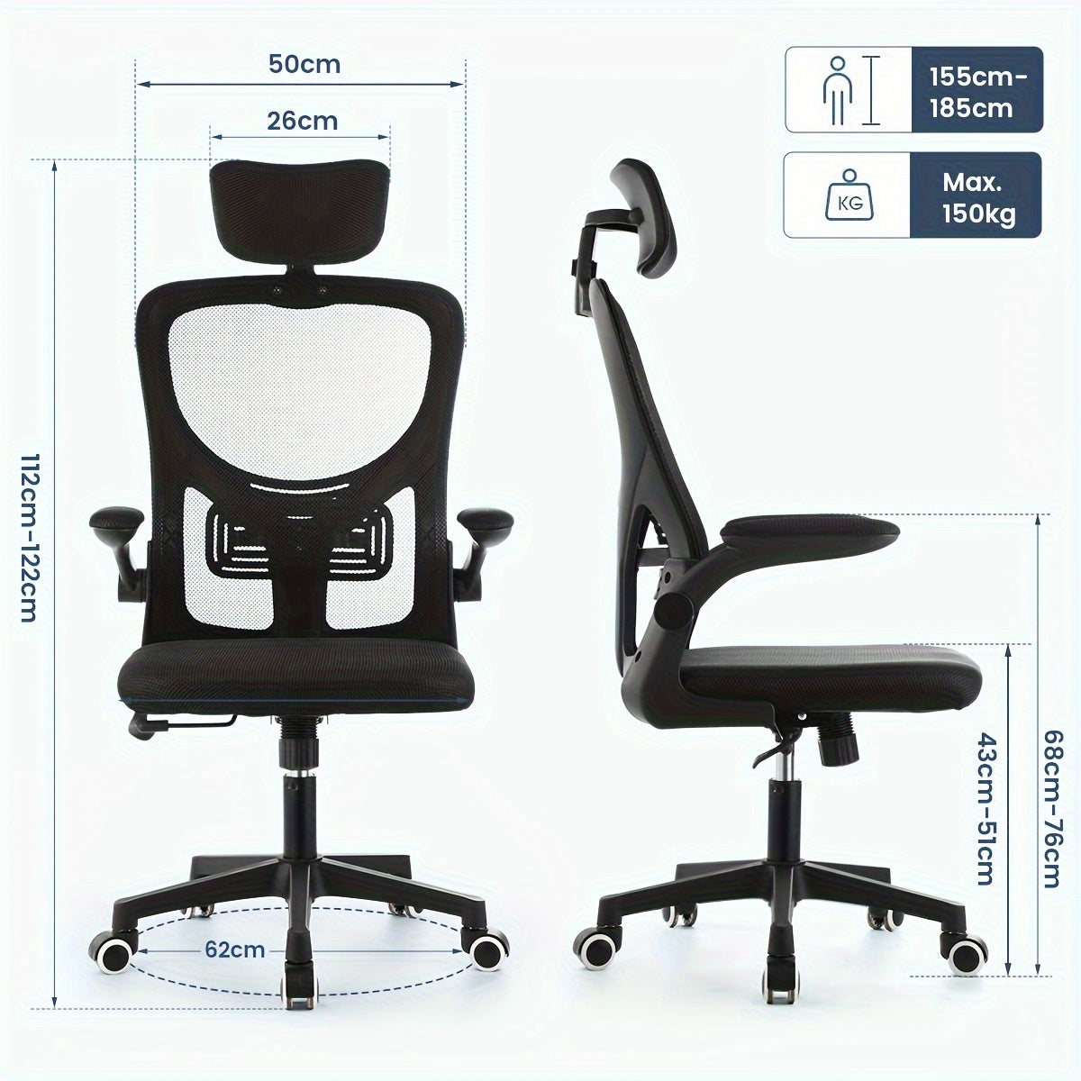 OYAJIA S-Shaped Mesh Office Chair