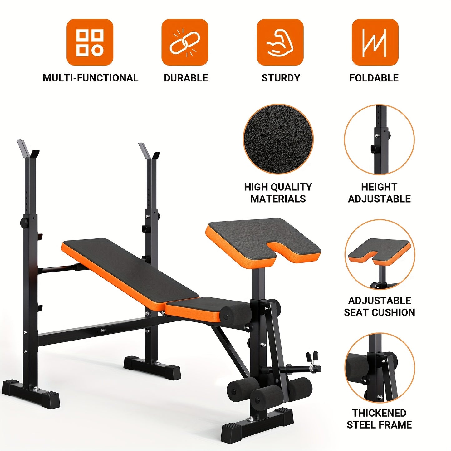 Yoleo 272.16KG Adjustable Weight Bench Set With Squat Rack Home Gym