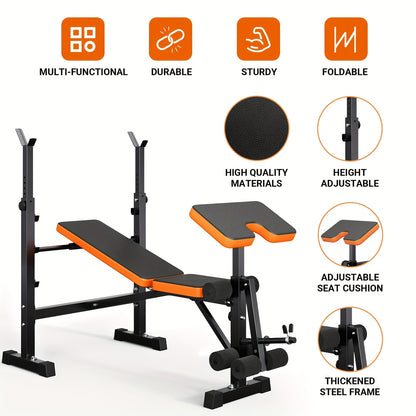Yoleo 272.16KG Adjustable Weight Bench Set With Squat Rack Home Gym
