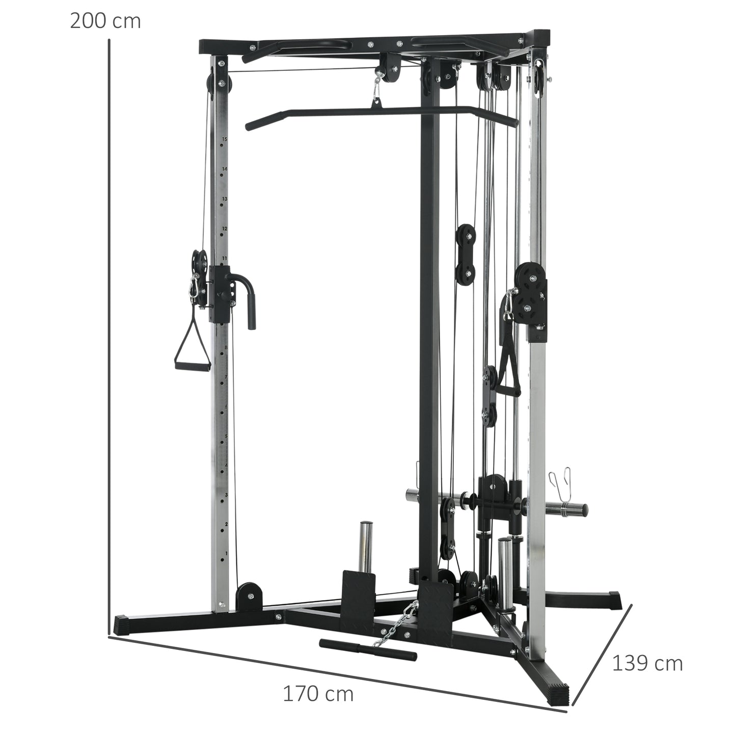 ProFit Home Gym Machine Multifunction Cable System With High And Low Pulleys And Pull Up Bar