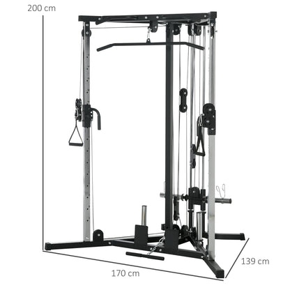 ProFit Home Gym Machine Multifunction Cable System With High And Low Pulleys And Pull Up Bar