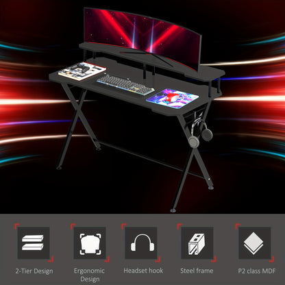 Gaming Desk Workstation With Headphone Hook