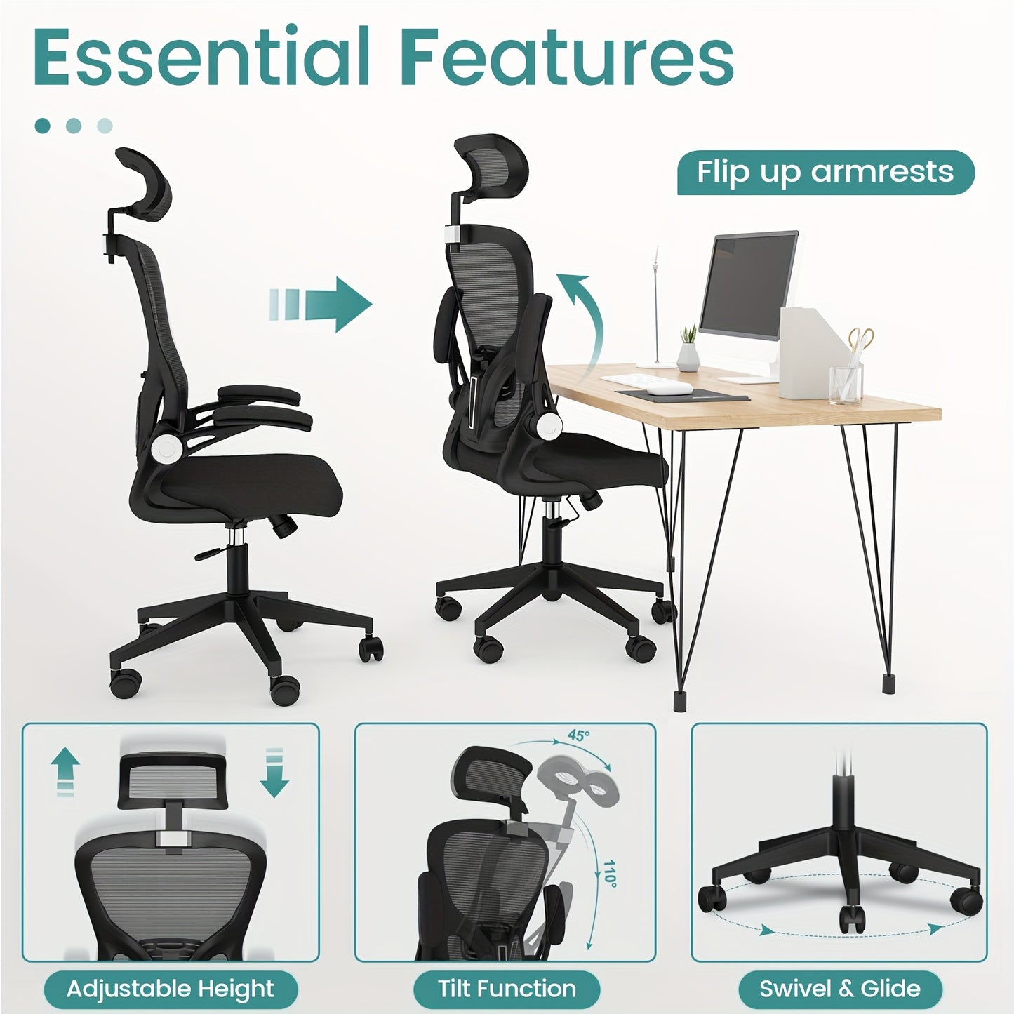 Office Essential Office Chair with Adjustable Lumbar Support