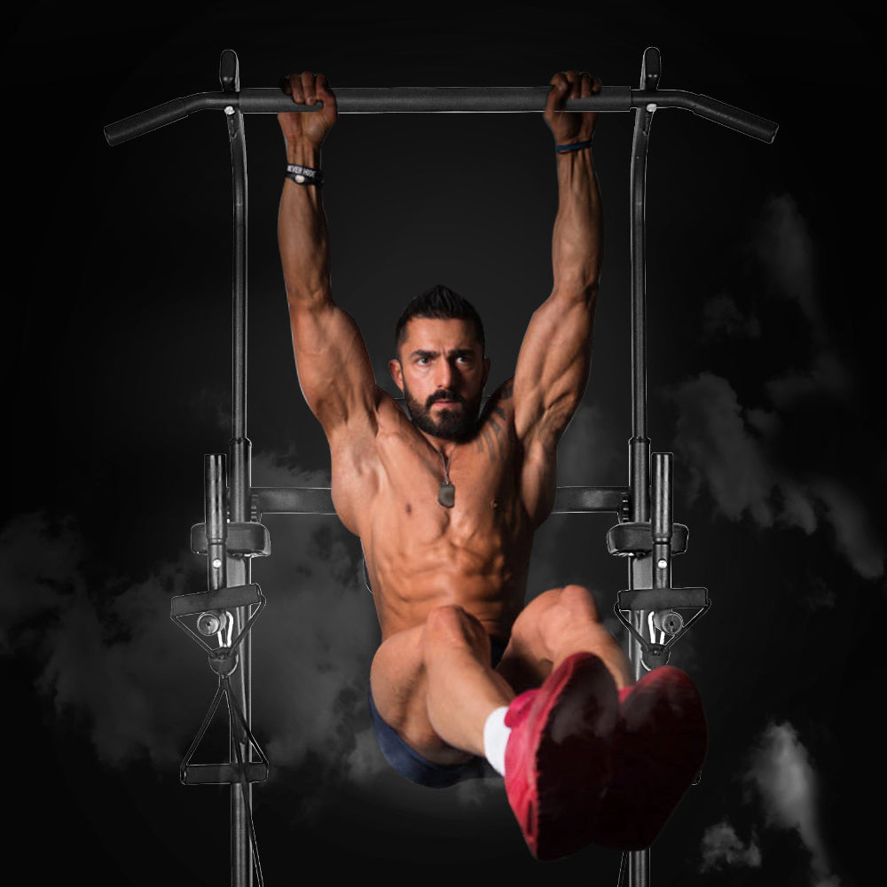 GartistGo Power Tower Pull Up Dip Station Adjustable Height 380 LBS