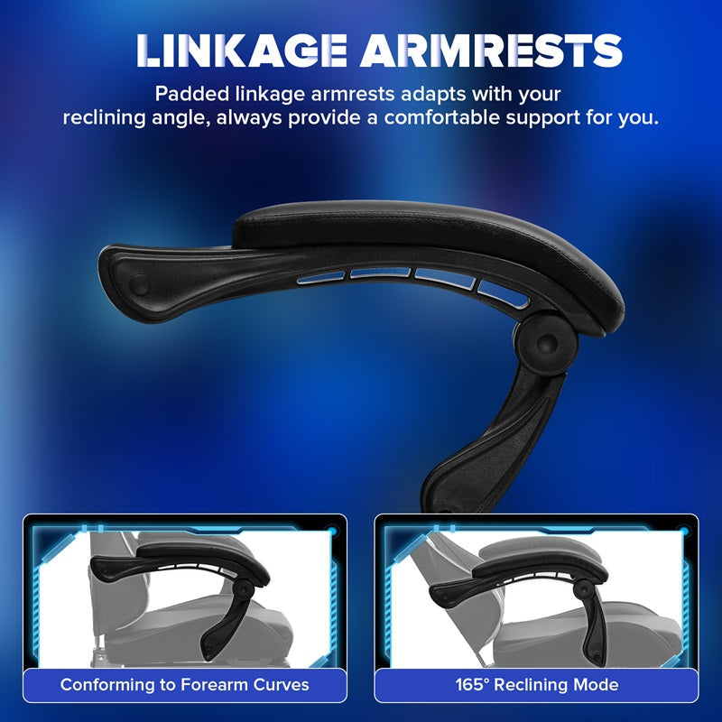 LUCKRACER LRF300 Ergonomic Gaming Chair with Recline, Footrest & Massage Function