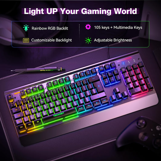 TECKNET RGB Wired Gaming Keyboard