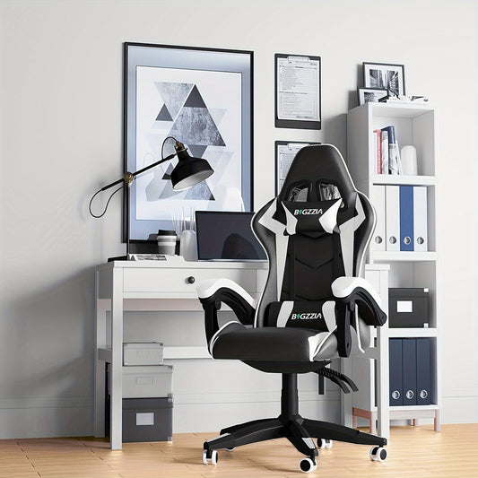 BIGZZIA Video Gaming Chair with Lumbar Cushion And Headrest