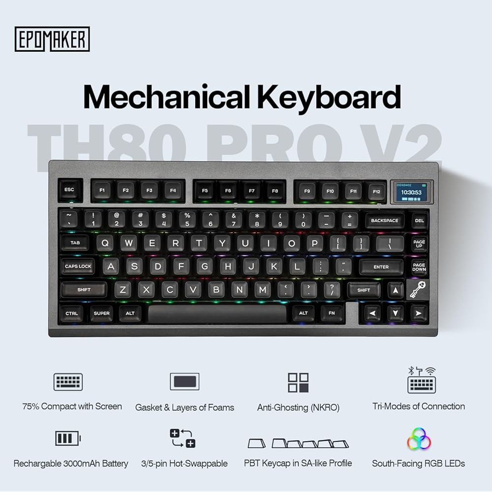 TH80 PRO V2 Wireless Gaming Keyboard with RGB Screen