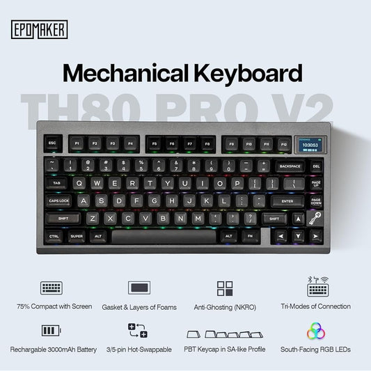 TH80 PRO V2 Wireless Gaming Keyboard with RGB Screen