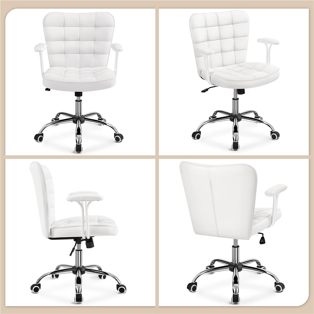 YAHEETECH Mid-Back PU Leather Office Chair