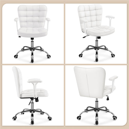 YAHEETECH Mid-Back PU Leather Office Chair