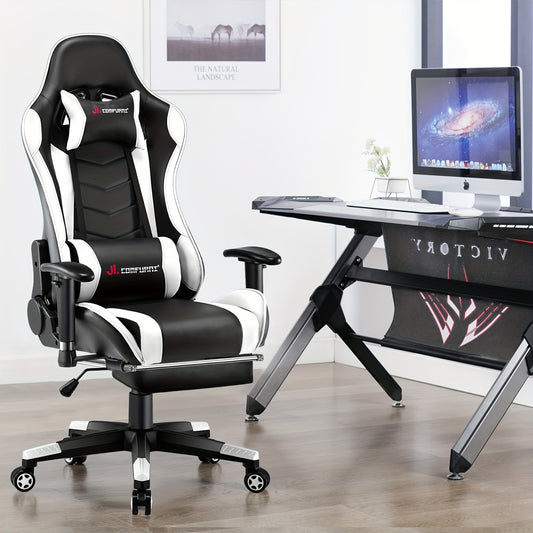 COMFURNI Racing Style Gaming Chair Black/White