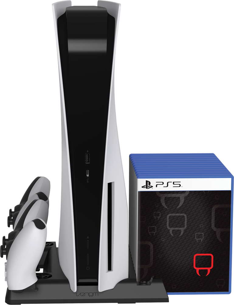 Venom PS5 Vertical Console Stand with DualSense Charging, Cooling Fans, Media Storage