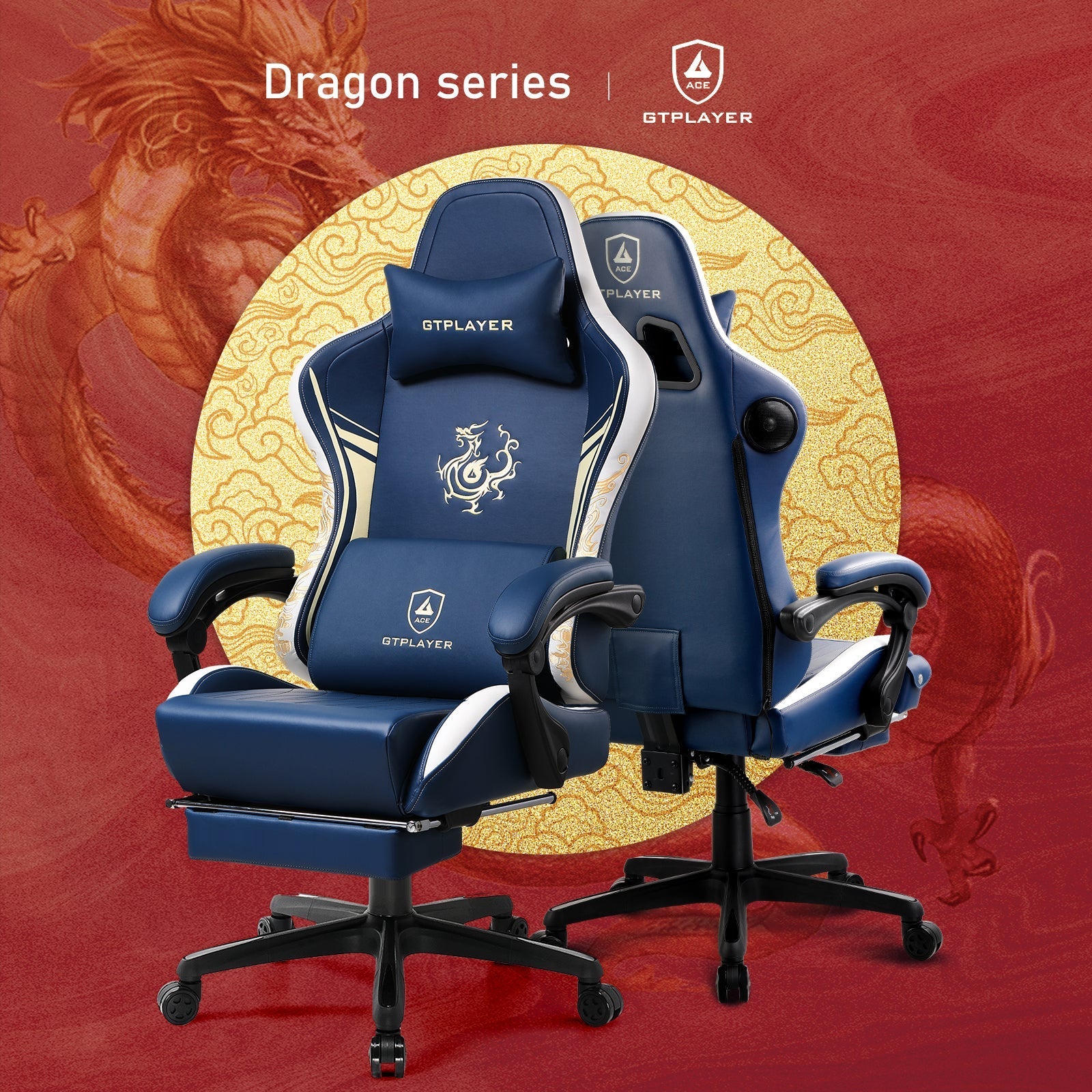 GTPLAYER Ace Dragon Series Ergonomic Gaming Chair: Adjustable Recline, Lumbar Support