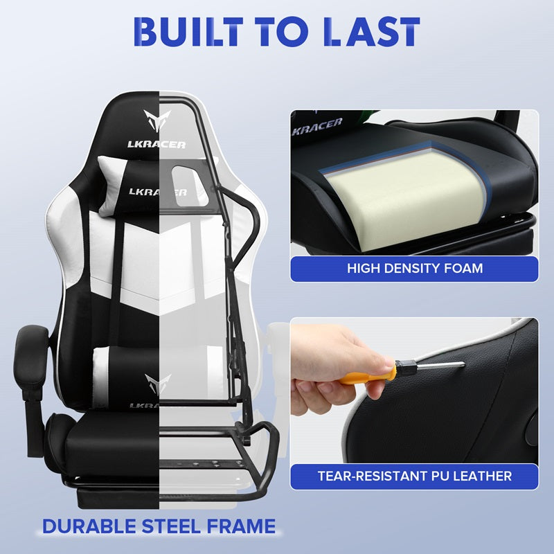 LUCKRACER LRF300 Ergonomic Gaming Chair with Recline, Footrest & Massage Function